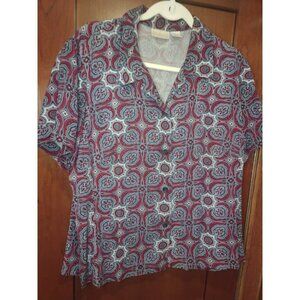 Liz Claiborne Elisabeth Shirt Top Women Size 14 Paisley 100% Temcel
